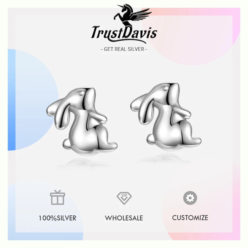 Trustdavis Real 925 Sterling Silver Chinese Zodiac Signs Screw Stud Earrings For Women Daughter Birthday Gift Jewelry DS4430