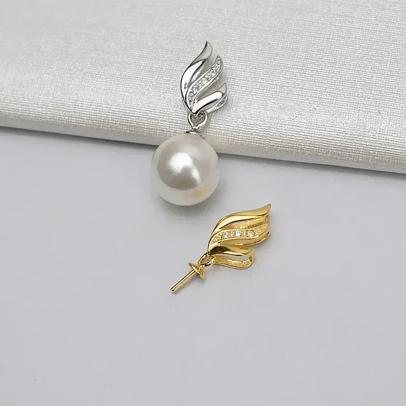 TrustDavis Real 925 Sterling Silver Fashion Pendant Pearl Hollow Holder Handmade DIY Necklace Jewelry Accessories Party DZ1678