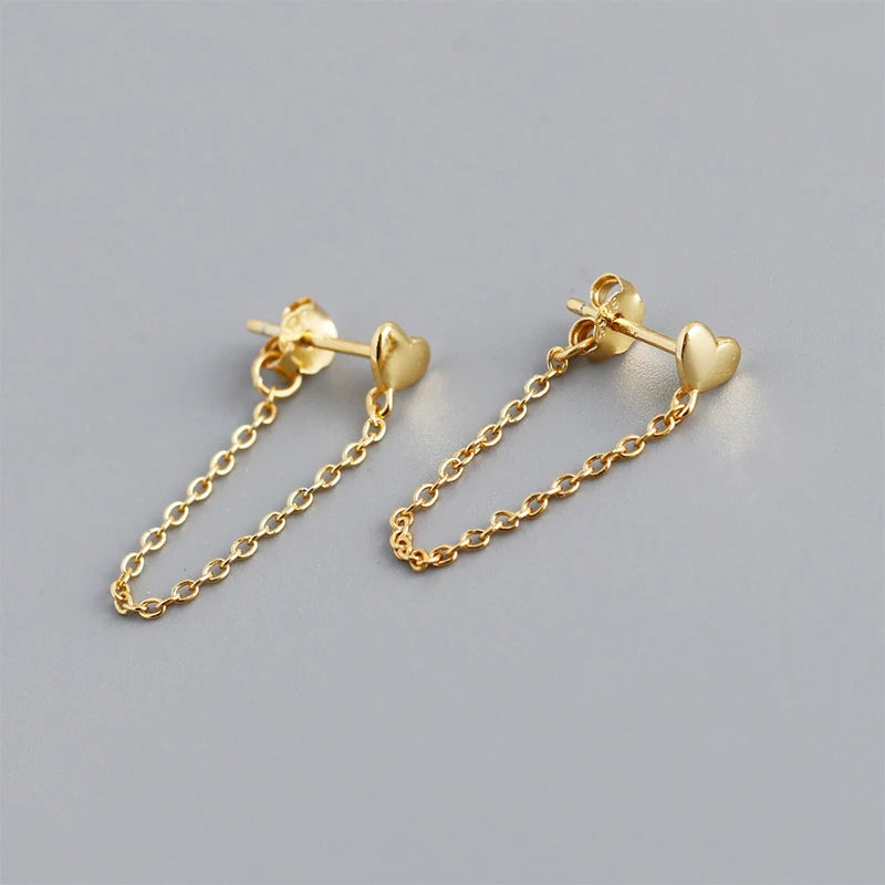 Heart Linked Chain Stud Earrings DS4768