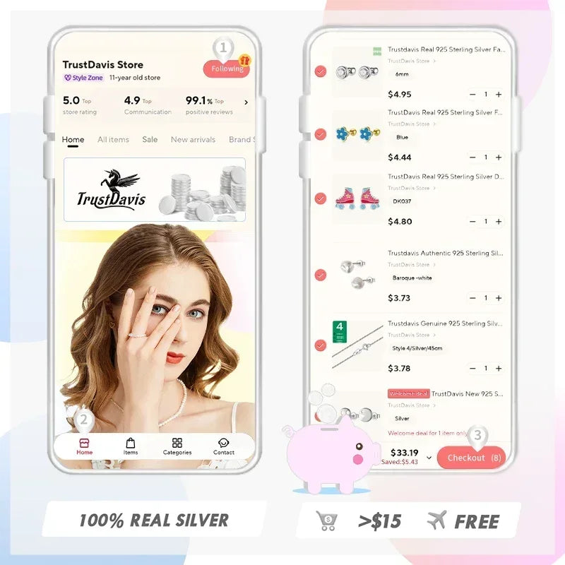 TrustDavis Real 925 Sterling Silver Fashion Sweet Hollow Bowknot Threaded Earrings for Women Minimalist Jewelry DA3237
