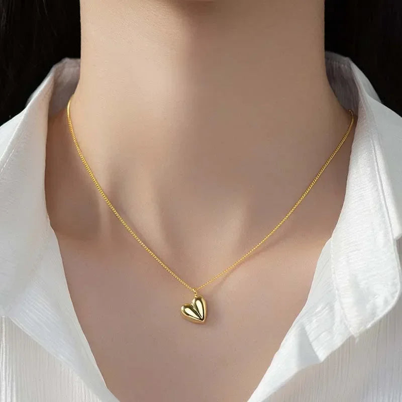 TrustDavis Girls 925 Sterling Silver Heart Pendant Love Necklace For Women Daugther Girl Birthday Gift Fine Jewelry DS4155