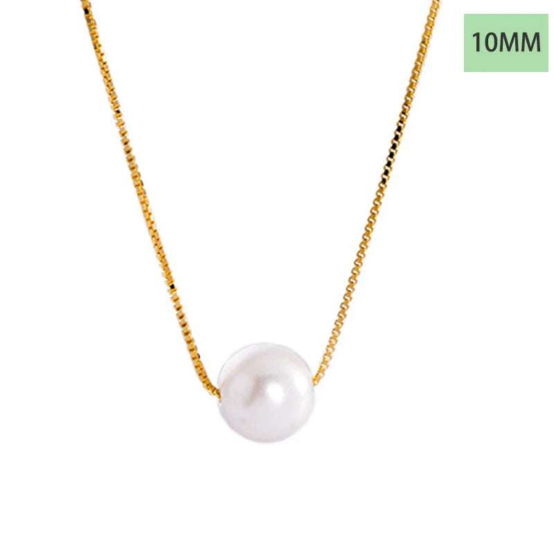 TrustDavis 925 Solid Sterling Silver Elegant Synthetic Pearl Pendant Necklace Women Girls Birthday Gift Fine S925 Jewelry DS4439