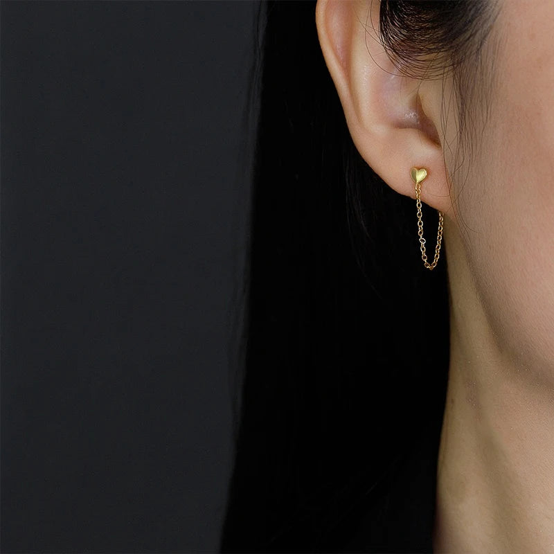 Heart Linked Chain Stud Earrings DS4768