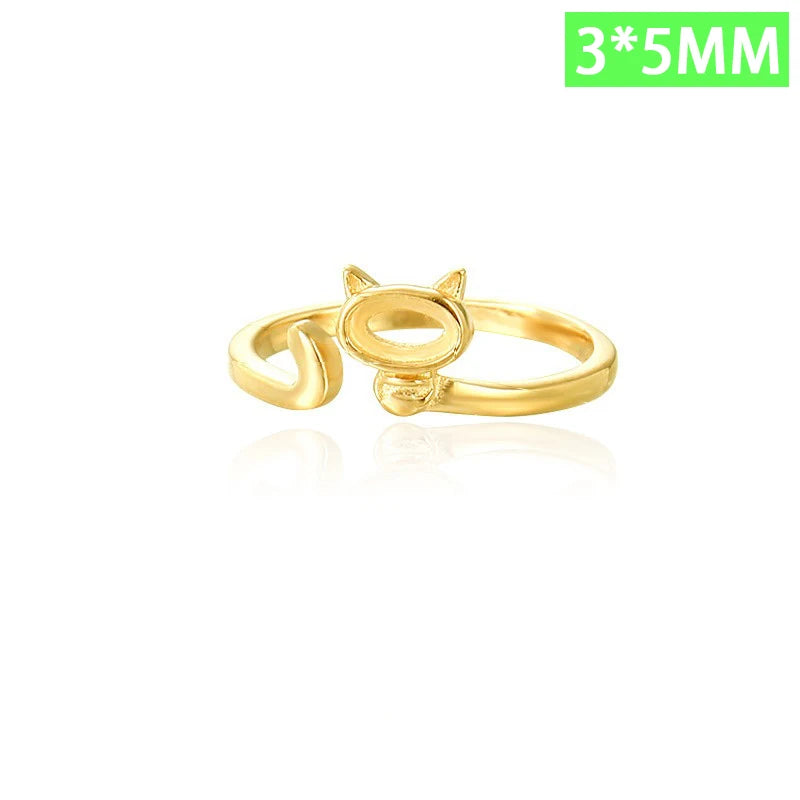 cat ring 3 4 5 6 empty bracket handmade DIY jewelry DZ1690