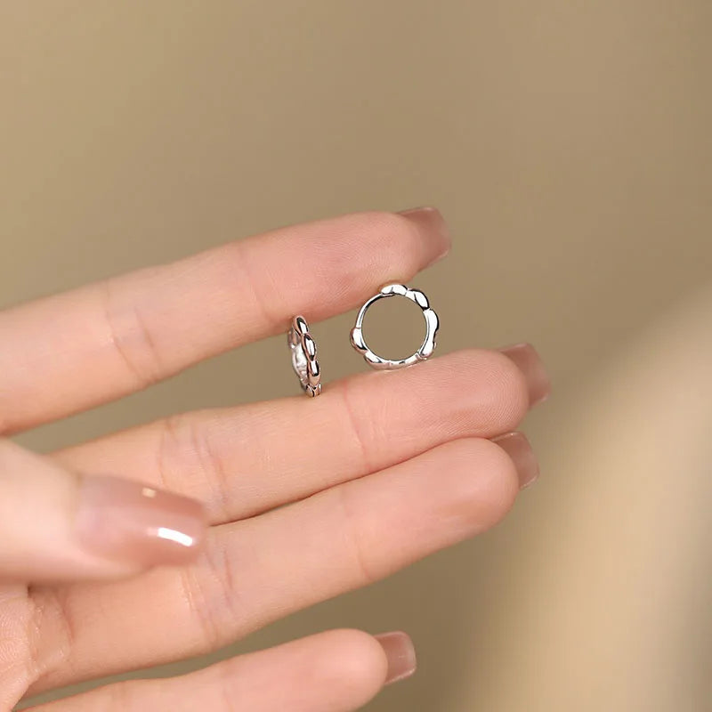 Silver Bead Hoop Earrings DS5027