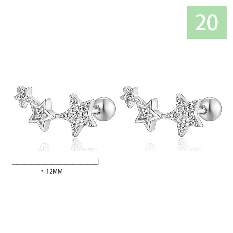 Geometric Zircon Screw Stud Earrings DS4644