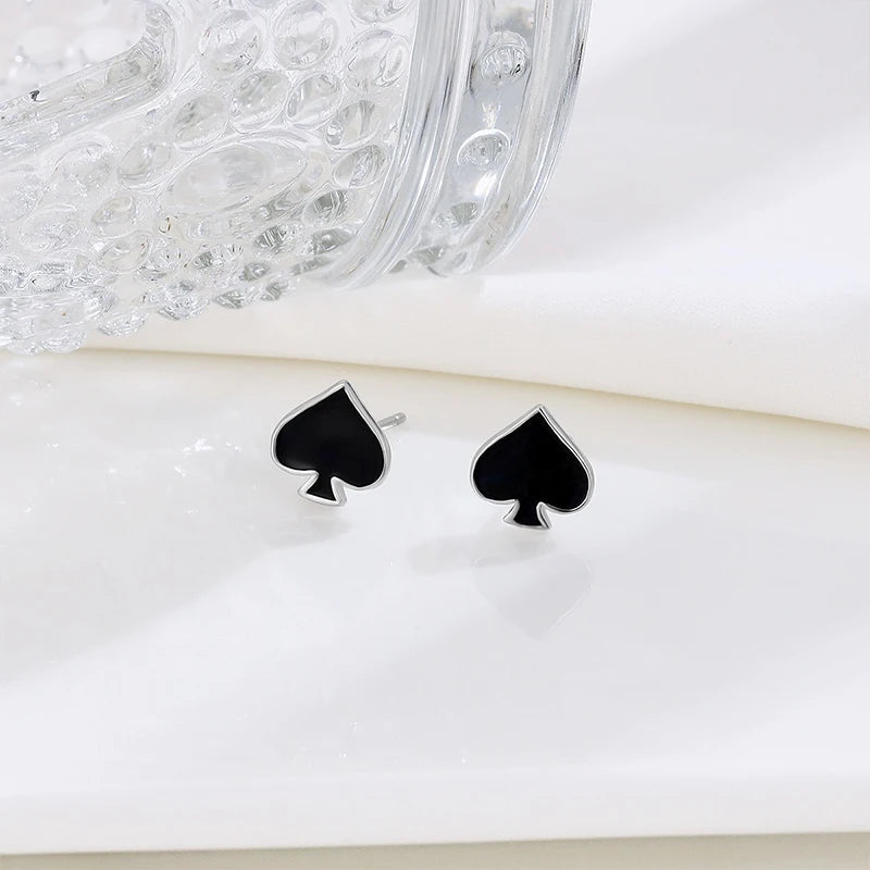 TrustDavis Real 925 Sterling Silver Women's Fashion Simple Black and Red Heart Earrings for Women Girls Jewelry Gifts DS4250