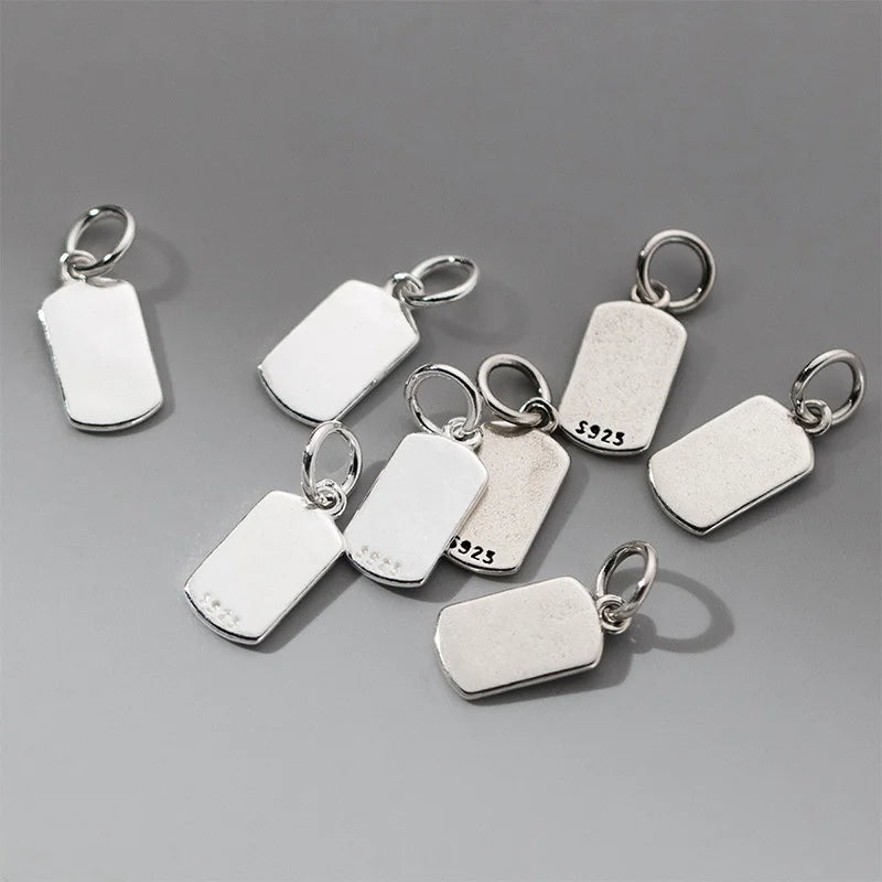 TrustDavis Real 925 Sterling Silver Vintage Simplicity Rectangular Pendant Handmade DIY Necklace Accessories Fine Jewelry DZ1798