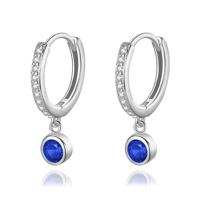 Trustdavis Real 925 Sterling Silver Round Pendant Hoop Earrings For Women Wedding Party Fine Colour Dazzling Jewelry DA2739