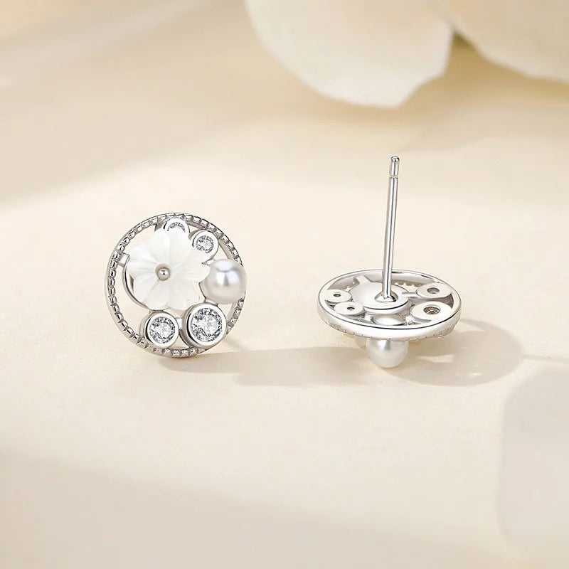 Sweet Circle Sakura Pearl Earrings DS4369