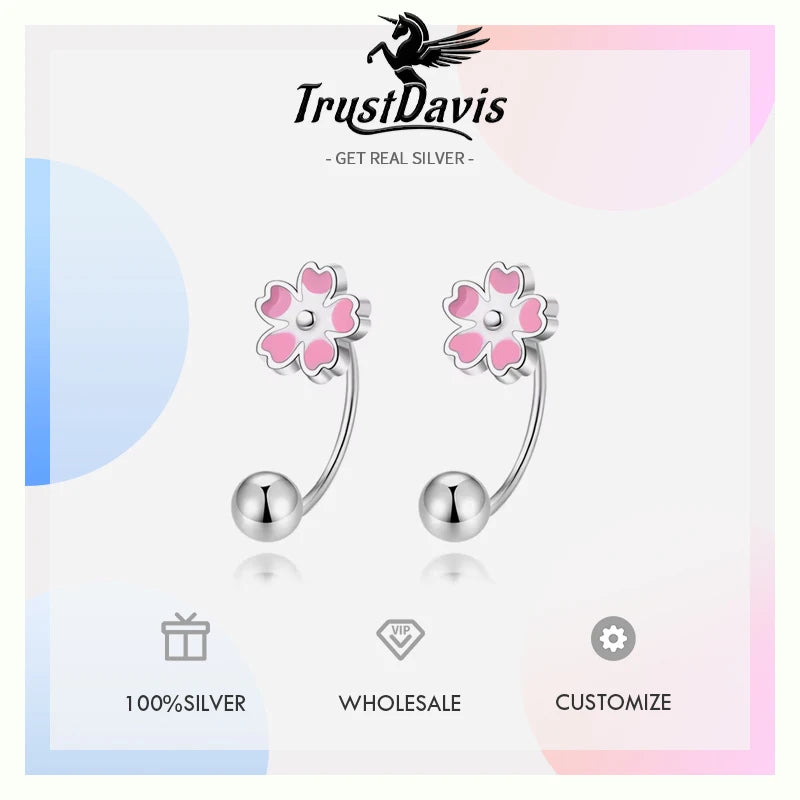 925 Sterling Silver Cute Flower Stud Earrings DS3950