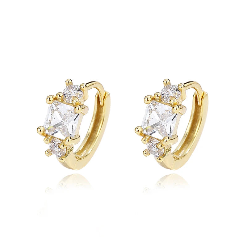 TrustDavis Real 925 Sterling Silve Hoop Square Cat's Paw Heart CZ Pendant Hoop Earrings For Daughter Girls Women Jewelry DG0190