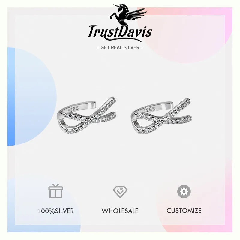 Exquisite and Minimalist Cross Zircon Clip Earrings for Women DS4968
