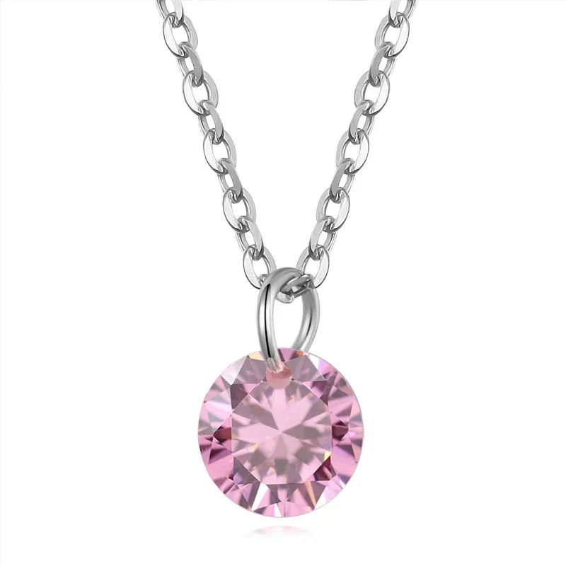 Trustdavis 100% 925 Sterling Silver Dazzling Cubic Zircon Round Circle CZ Pendant Necklace For Women Silver 925 Jewelry DS842