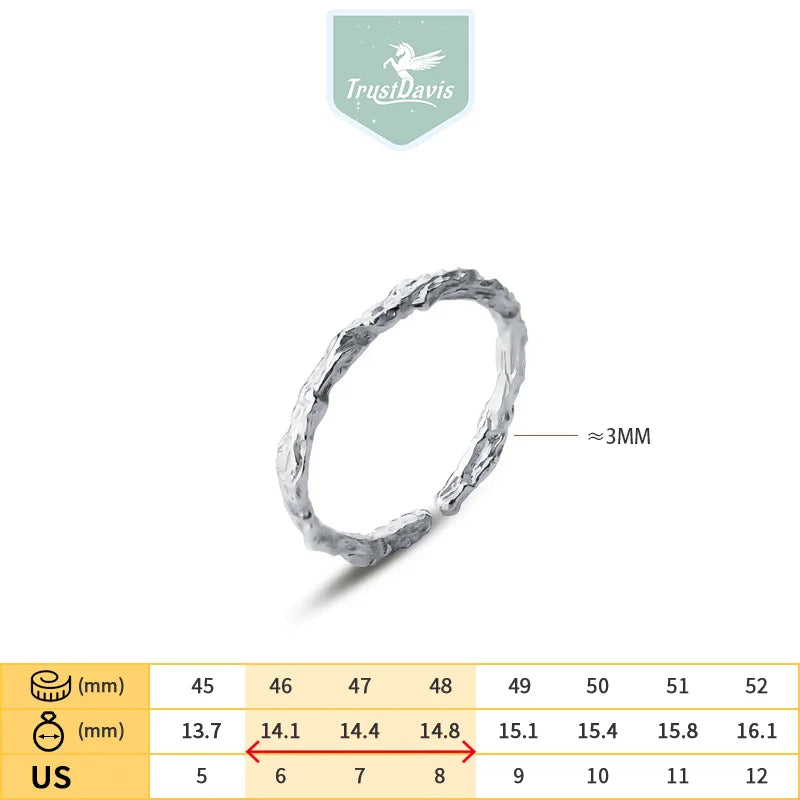 100% 925 Sterling Silver Sweet Dry twigs Cocktail Opening Finger Ring DA427