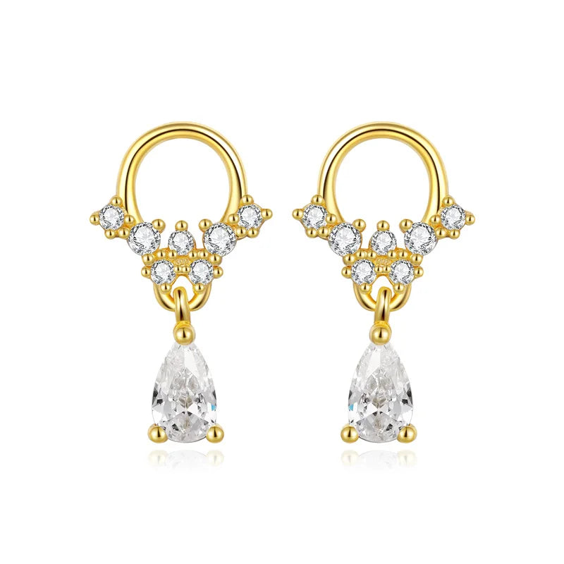 TrustDavis Original Sterling Silver Fashion Luxury Water Drop Stud Earrings for Women Daughter Girls Fine S925 Jewelry DS4399