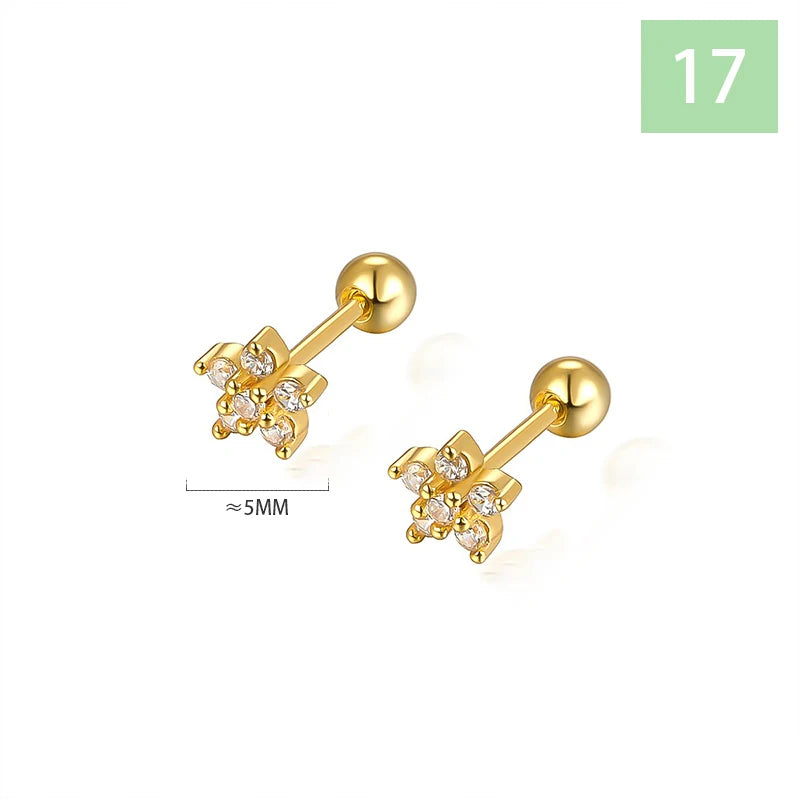 Geometric Zircon Screw Stud Earrings DS4644