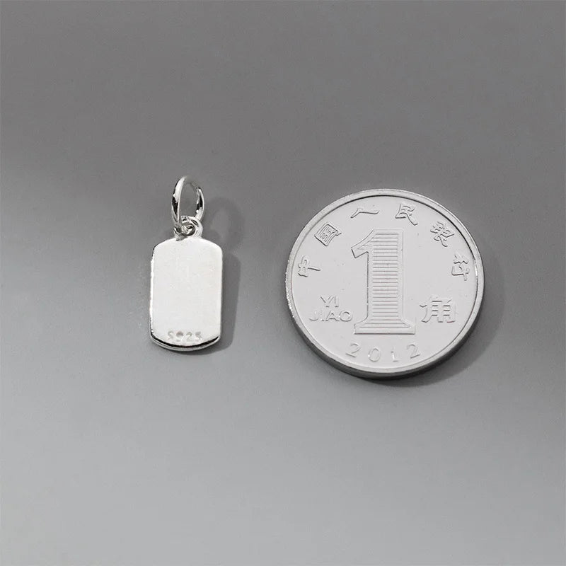 TrustDavis Real 925 Sterling Silver Vintage Simplicity Rectangular Pendant Handmade DIY Necklace Accessories Fine Jewelry DZ1798