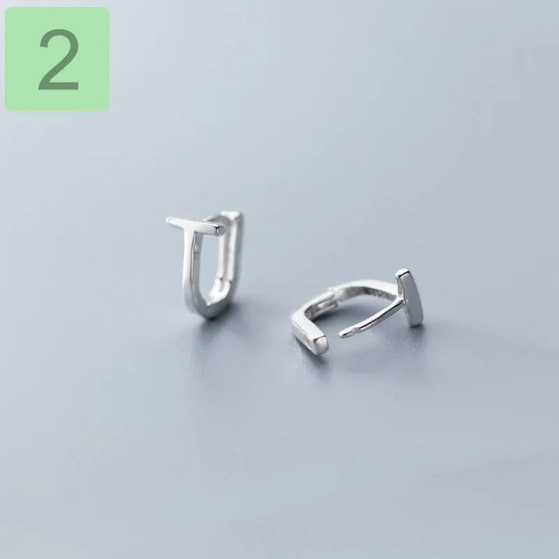 TrustDavis Real 925 Sterling Silver Fashion Geometric Letter T Charm Hoop Earrings For Women Wedding Party Fine Jewelry DA2164