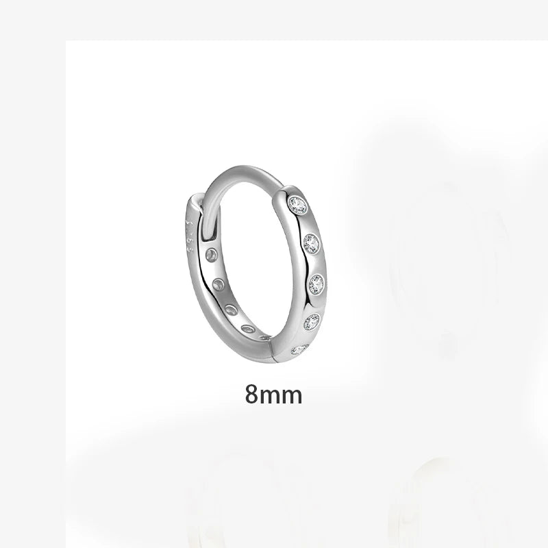 TrustDavis Real 925 Sterling Silver Women's Fashion Simple Zirconia Hoop Earrings for Women Girls Gift Fine Jewelry DS4711