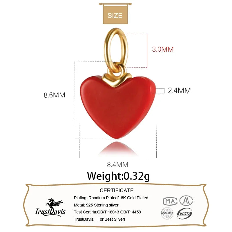 Heart Charms For Bracelet Or Necklace DIY Accessories HY032