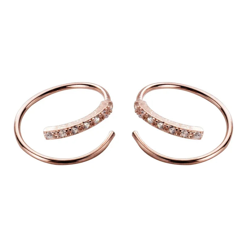 Trustdavis 100% 925 Sterling Silver Earrings Small Ear Bones Ear Buckle Ring 10mm With CZ Tightly Packed Mini Double Ring DA293