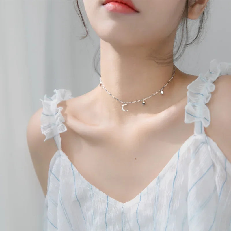 Moon Star Pendant Short Necklace DA1050