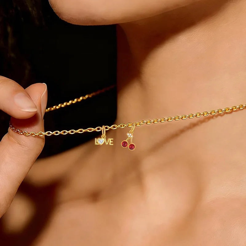 TrustDavis 925 Sterling Silver Cute Valentine’s Day Enamel Heart Pendant DIY Necklace Bracelet Accessories Fine Jewelry DZ1847