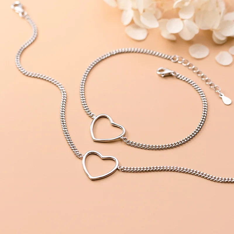 Trustdavis 925 Sterling Silver Fashion Women's Jewelry Romantic Heart Chain Anklets For Wife Best Friend Drop Shipping DA1169
