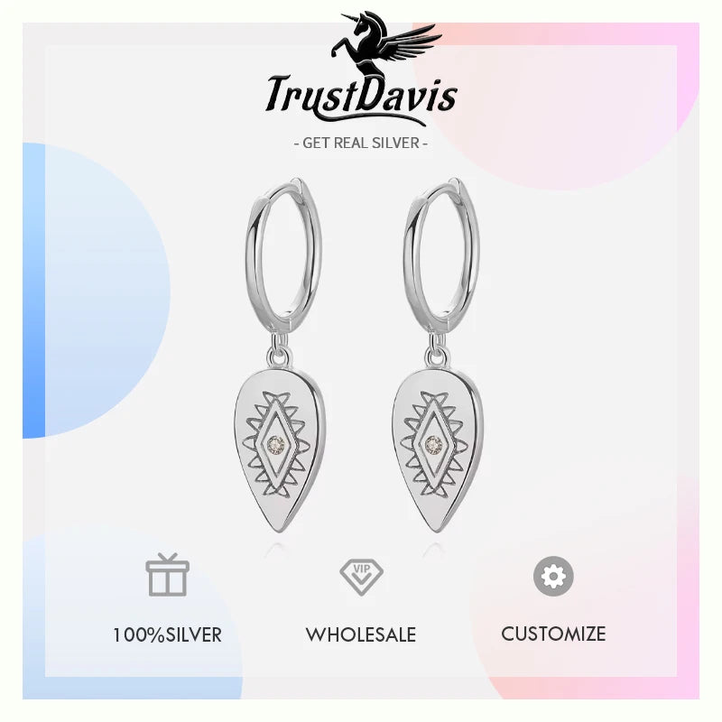Geometry Water Drop Eyes Dangle Hoop Earring DA872