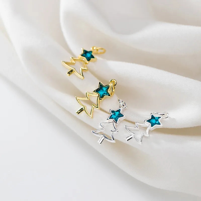 Diamond Studded Christmas Tree Charm Pendant Handmade DIY Accessories DZ1706