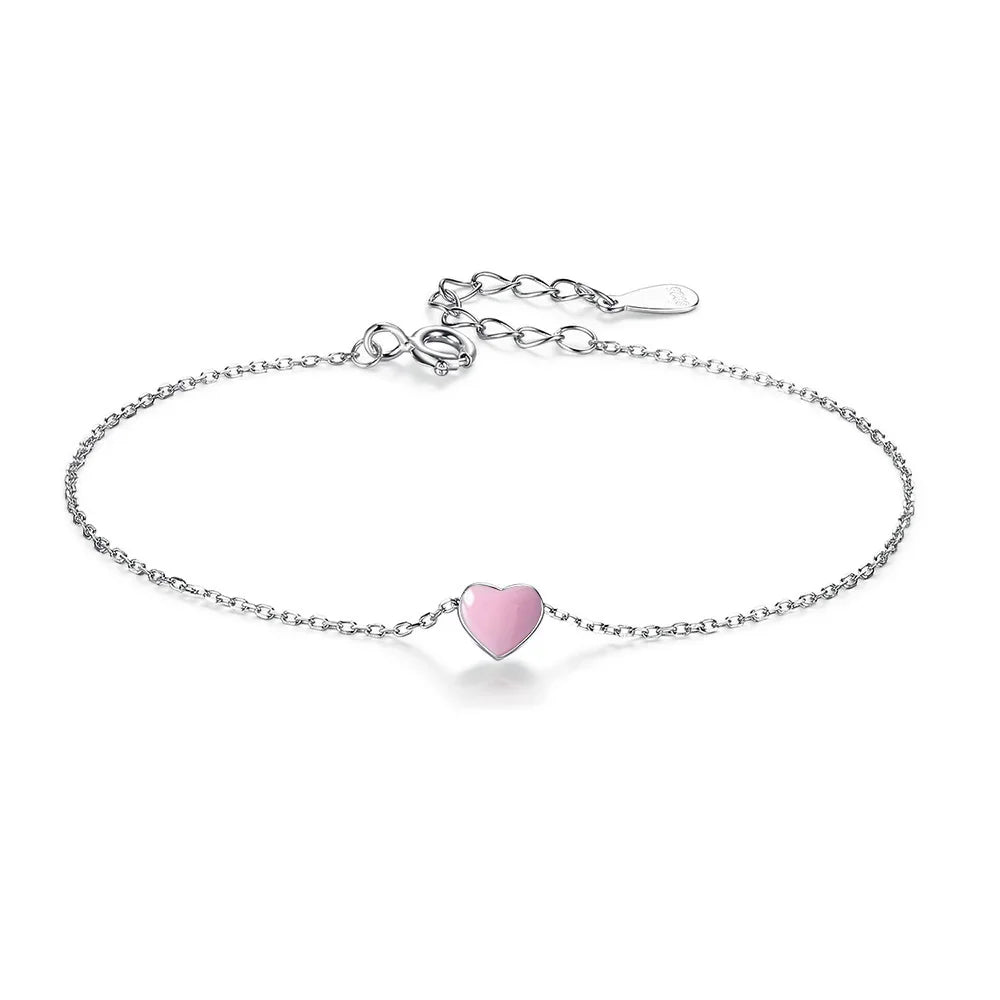 100% 925 Sterling Silver Fashion Love Red Heart Bracelet DS309