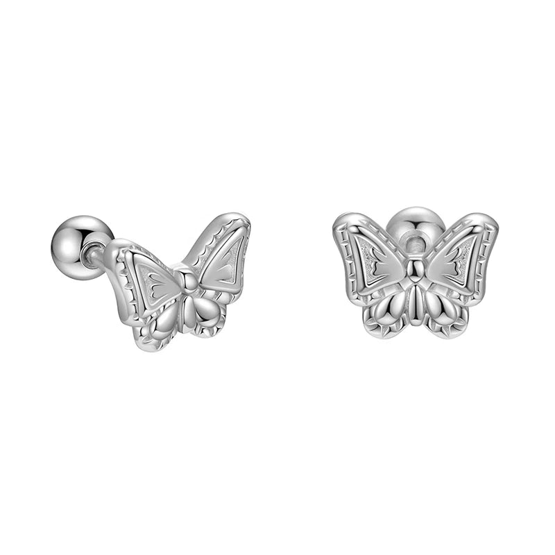 TrustDavis 925 Sterling Silver Women's Fashion Simple Smooth Butterfly Screw Earrings for Women Girls Jewelry Gift DS4301