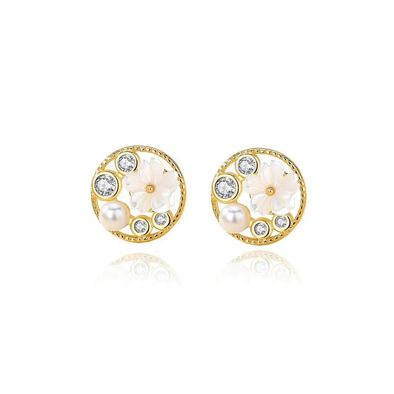 Sweet Circle Sakura Pearl Earrings DS4369