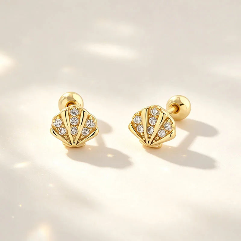 Ocean Shell Zircon Stud Earrings DS4917