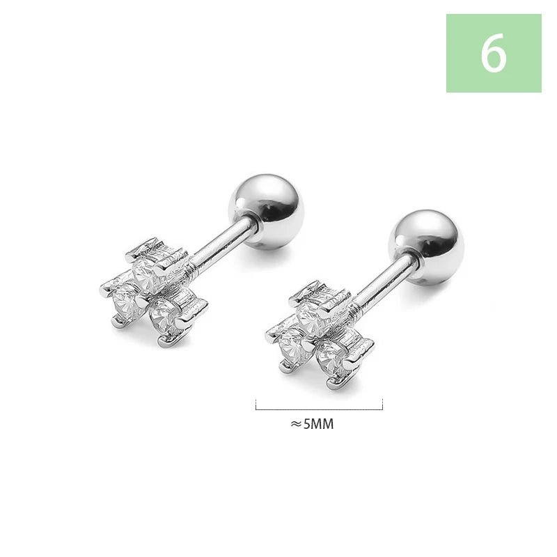 Geometric Zircon Screw Stud Earrings DS4644