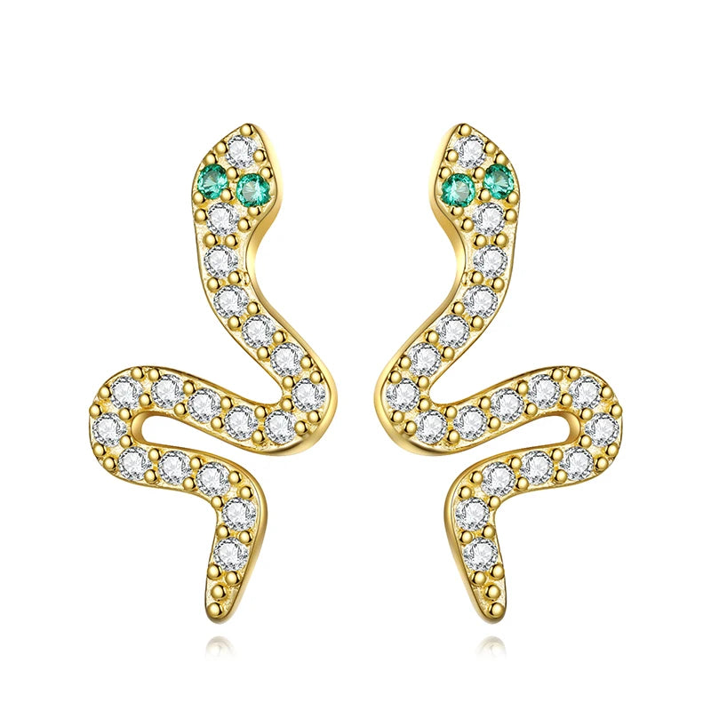 Pendientes TrustDavis Plata de Ley 925 auténtica a la moda con forma de serpiente y espiral de circón para mujeres y niñas, regalos de joyería DS4247