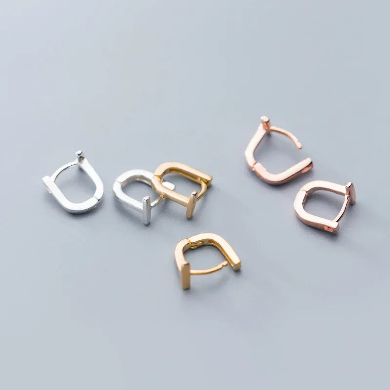 TrustDavis Real 925 Sterling Silver Fashion Geometric Letter T Charm Hoop Earrings For Women Wedding Party Fine Jewelry DA2164