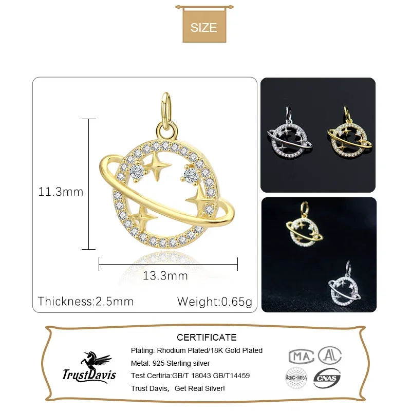 Star Planet Shiny Charms Pendant DIY Accessories Jewelry HY305