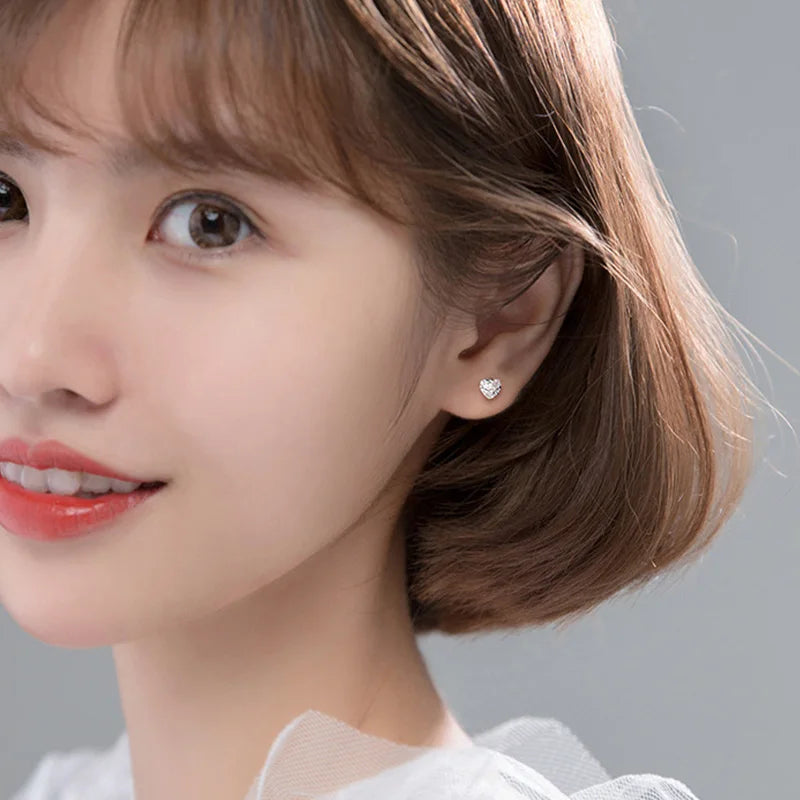 Heart Dazzling Mini Stud Earrings For Women Fine Jewelry DS1181