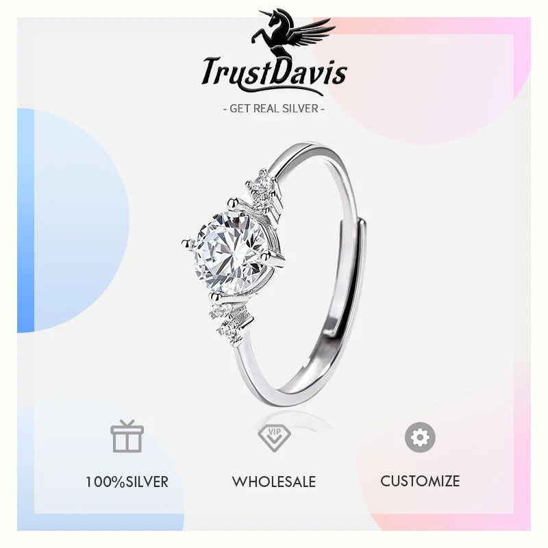 Silver 1ct Four-Prong Moissanite Wedding Ring DS5017