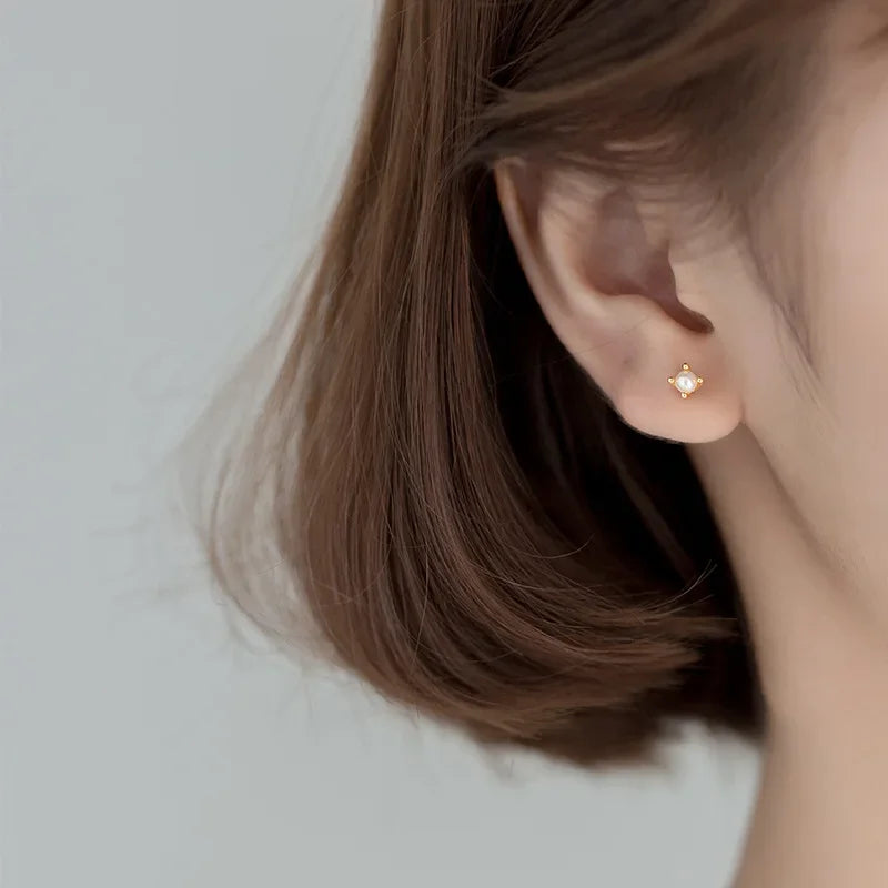 Small Gradient Color Composition Glass Stud Earrings DA48
