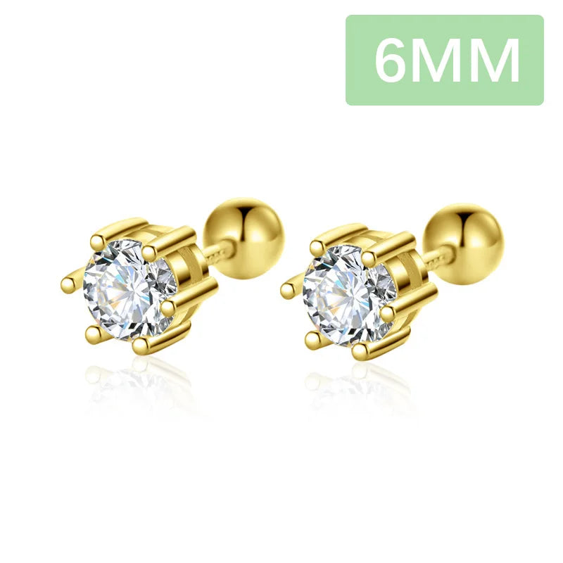 Six Claw Zircon CZ Screw Stud Earrings DS3472