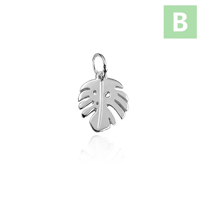 Leaf Charm Pendant Dainty Minimalist Shiny Hollow Cutout DZ1895