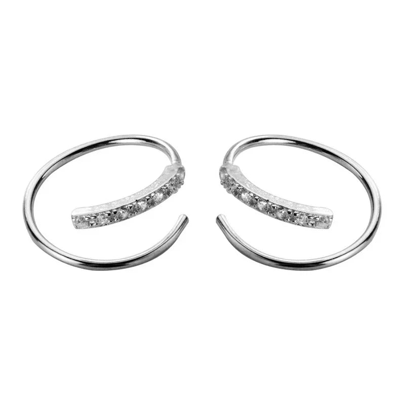 Trustdavis 100% 925 Sterling Silver Earrings Small Ear Bones Ear Buckle Ring 10mm With CZ Tightly Packed Mini Double Ring DA293