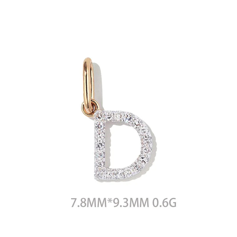 Trustdavis Real 925 Sterling Silver Feshion Simple 26 Letter Zircon Pendant DIY Accessories for Women Girls Fine Jewelry DS4738