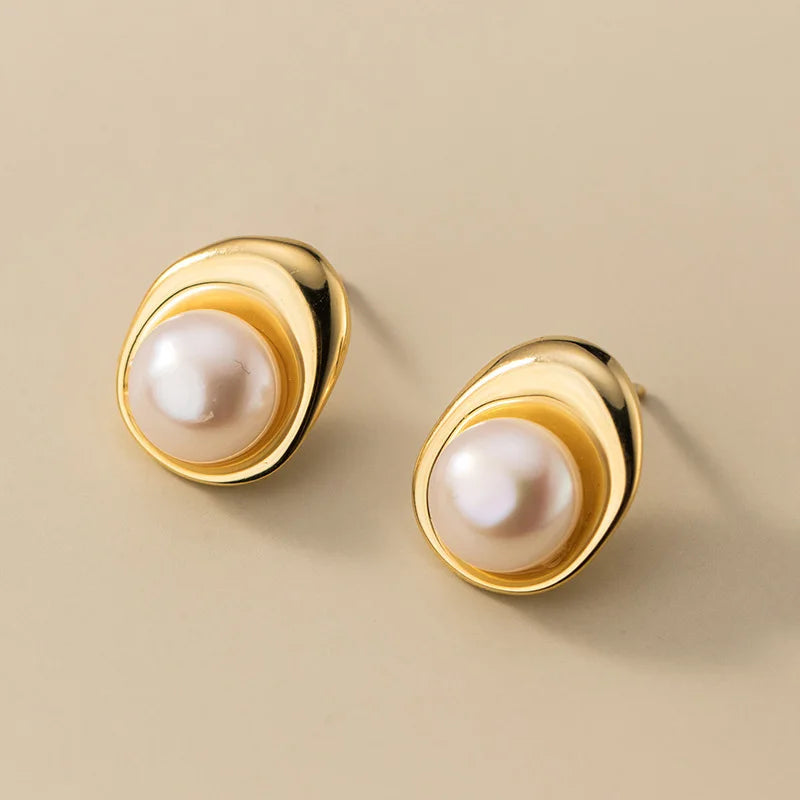 TrustDavis Elegant Real 925 Sterling Silver Pearls Stud Earrings for Women Lady Teen Fine S925 Jewelry Wholesale DS3746