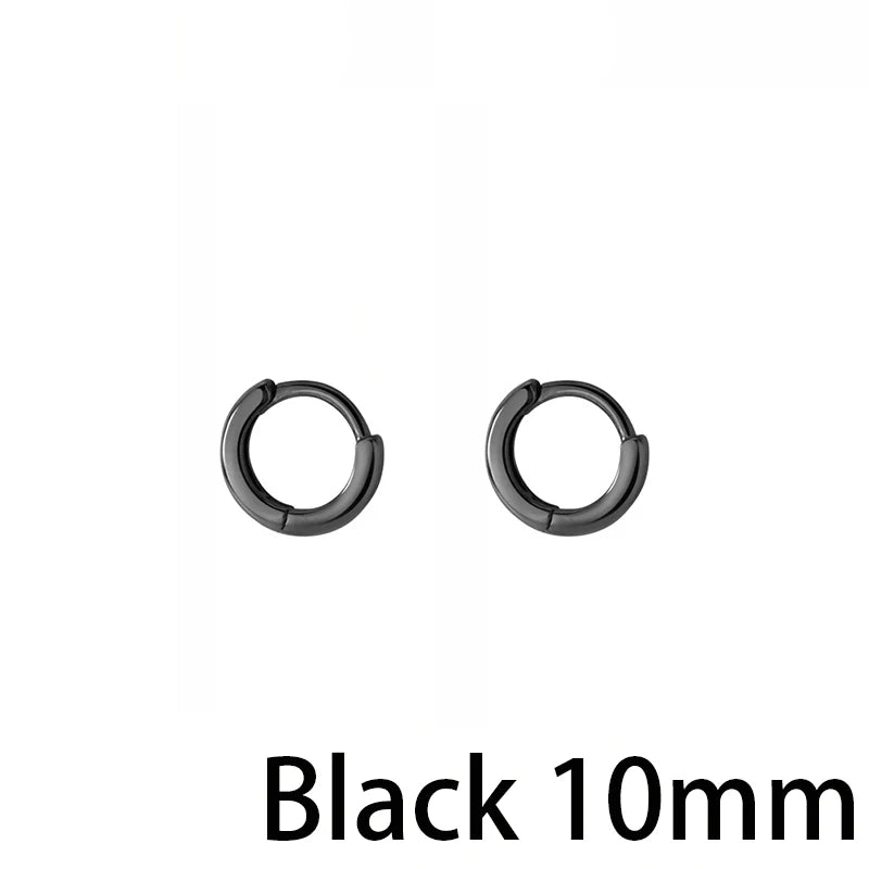 TrustDavis 100% 925 Sterling Silver Black Geometric Smooth Surface Hoop Earrings For Women Fashion Silver 925 Jewelry DA432