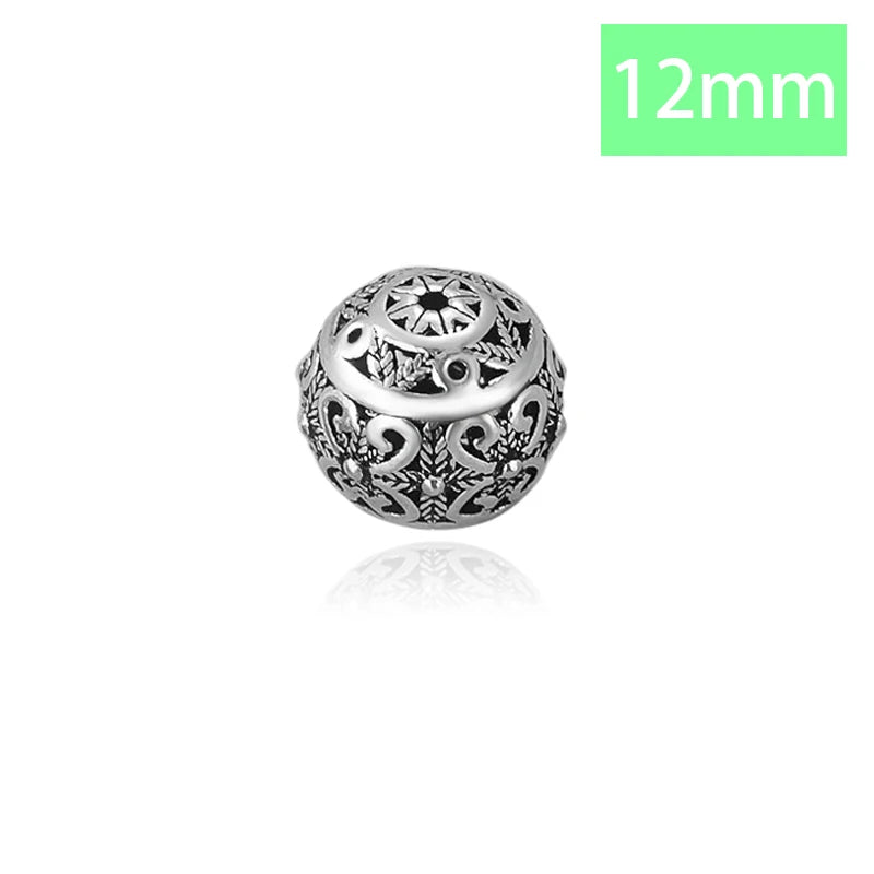 TrustDavis Real 925 Sterling Silver Retro Round Pattern Charm Interval Bead DIY Fit Necklace Bracelet Accessories Jewelry DZ693