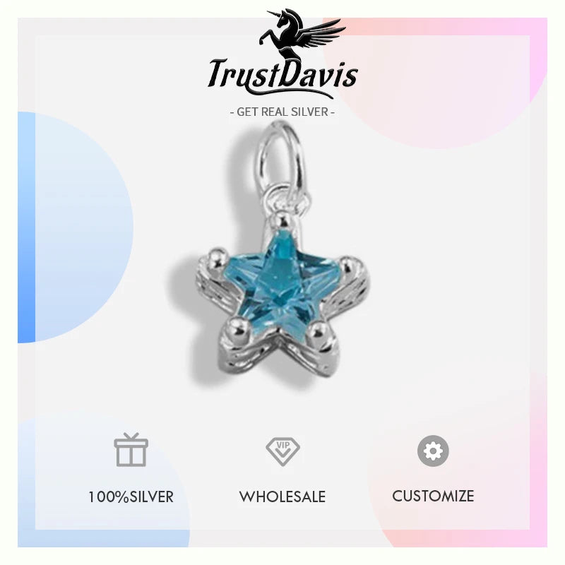 Fashion Shiny Diamond Blue Star Charm Pendant DZ1785
